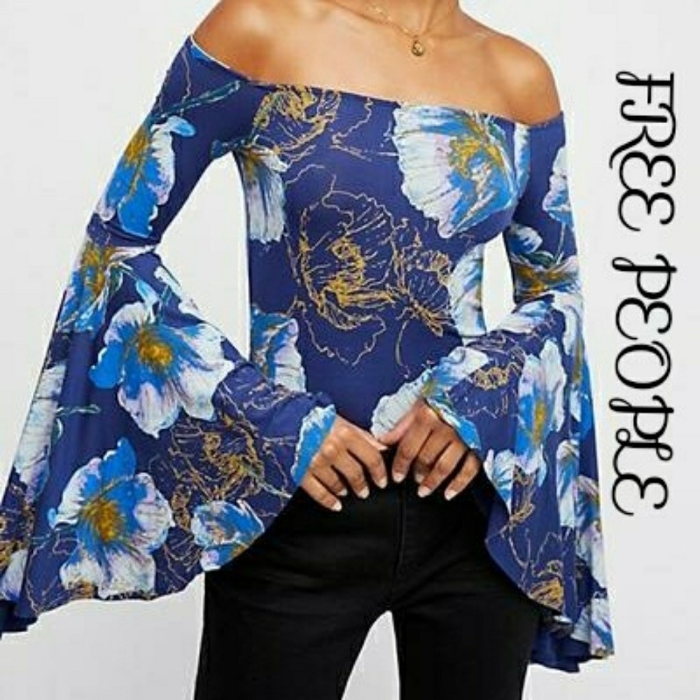 FREE PEOPLE - LADIES TRUMPET SLEEVE TOP, Size M - Trending Womens Tops, Spring - Picture 1 of 3